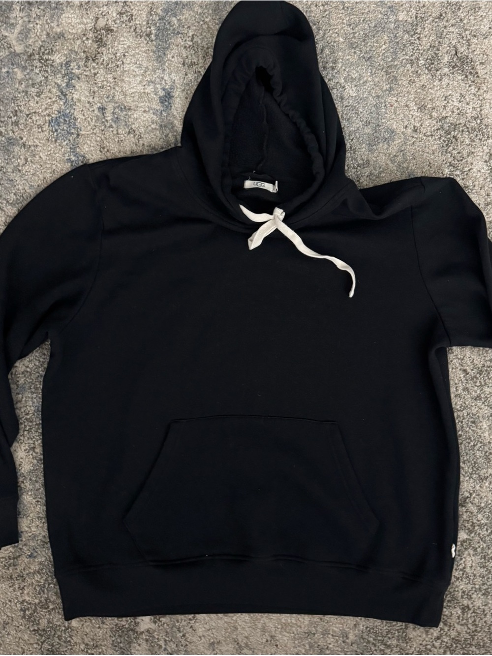 UGG Black Pullover Hoodie with White Drawcord